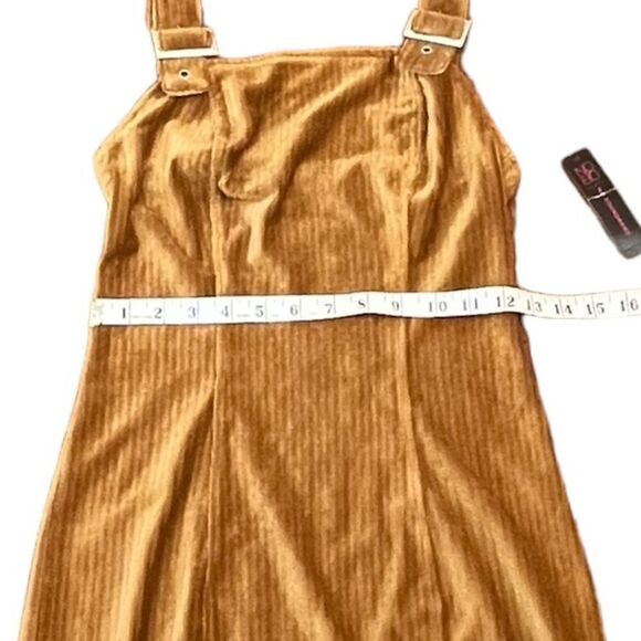 NWT No Boundaries Junior’s Camel Color Bodycon Suspenders Dress, Size S - Picture 6 of 8